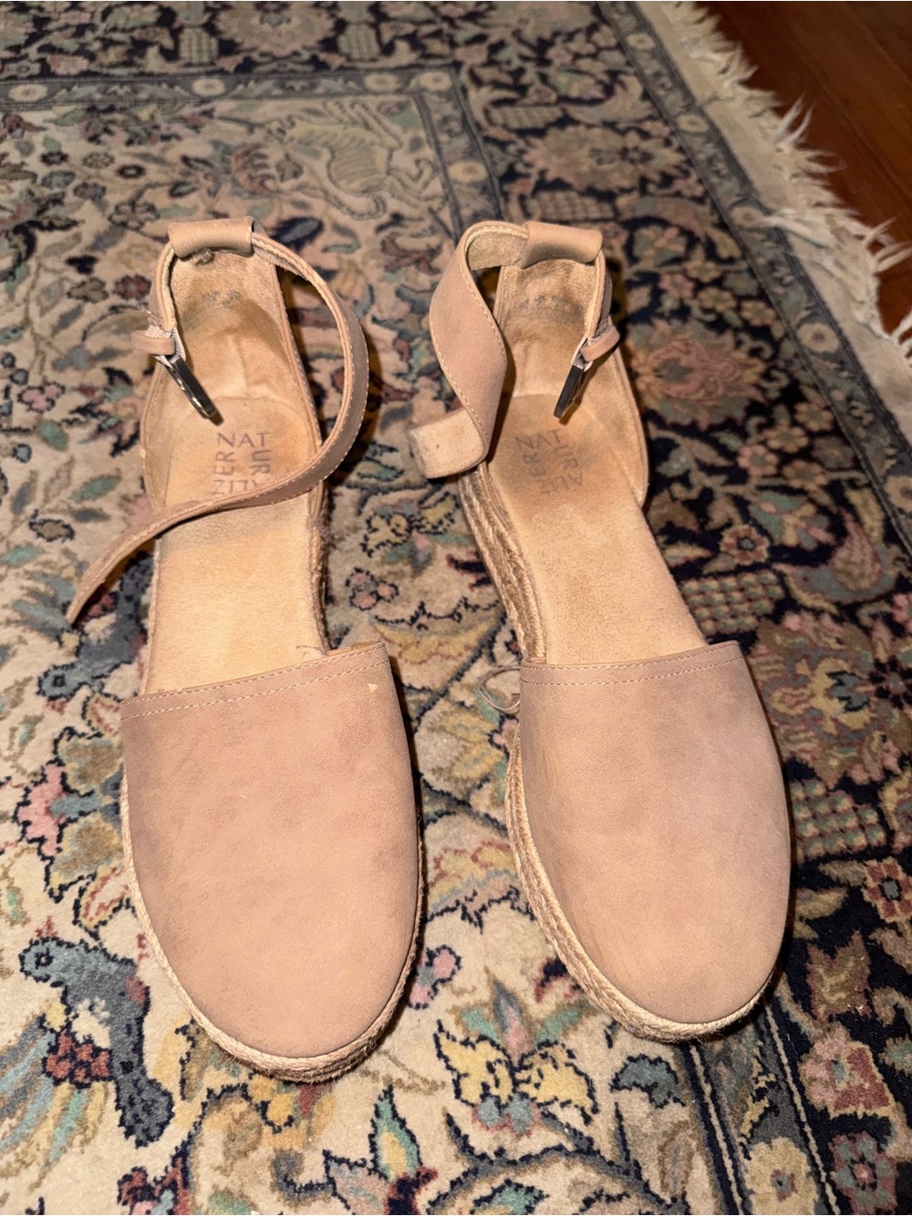 Naturalizer Blush/Taupe Ankle-Strap Espadrille Flats
